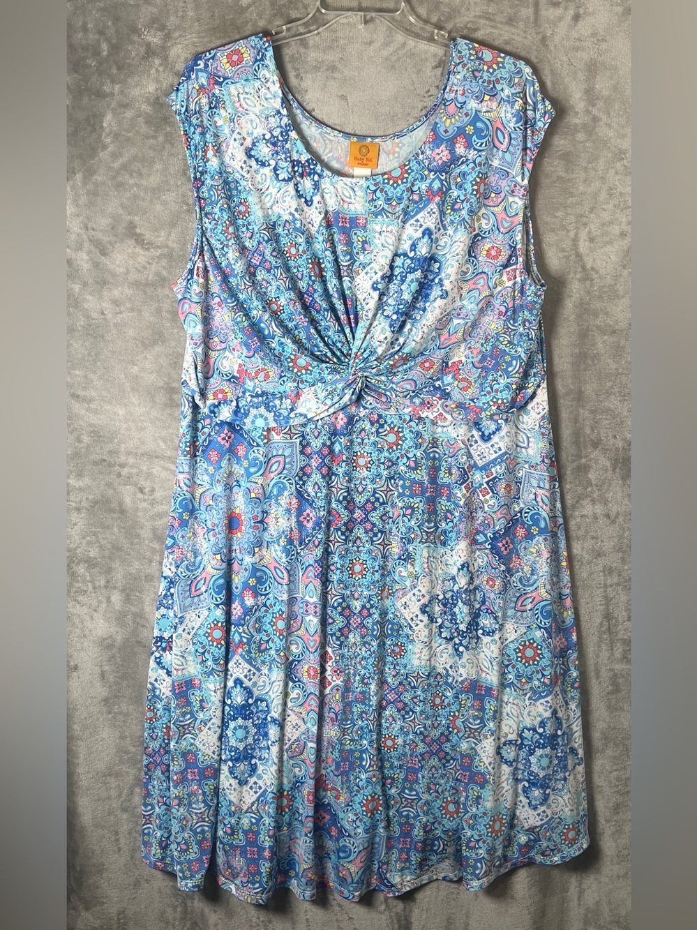 Ruby Rd. Blue Paisley & Floral Knot-Front Midi Dress